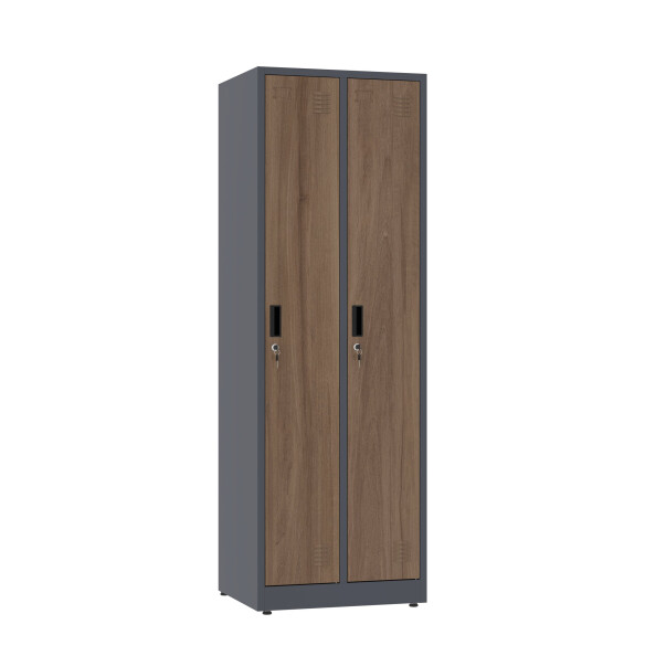 Szafa socjalna ubraniowa 1800x600x500 mm natural grafitowa orzech